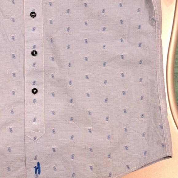 Hanging Out, Size Small, Blue/Grey Print, Short Sleeve Casual Shirt - Picture 3 of 5